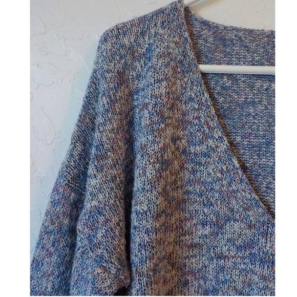 J Crew Blue Soft Knit Pullover Sweatshirt Flare Sleeves  H8986 Women Size Large - Picture 4 of 9